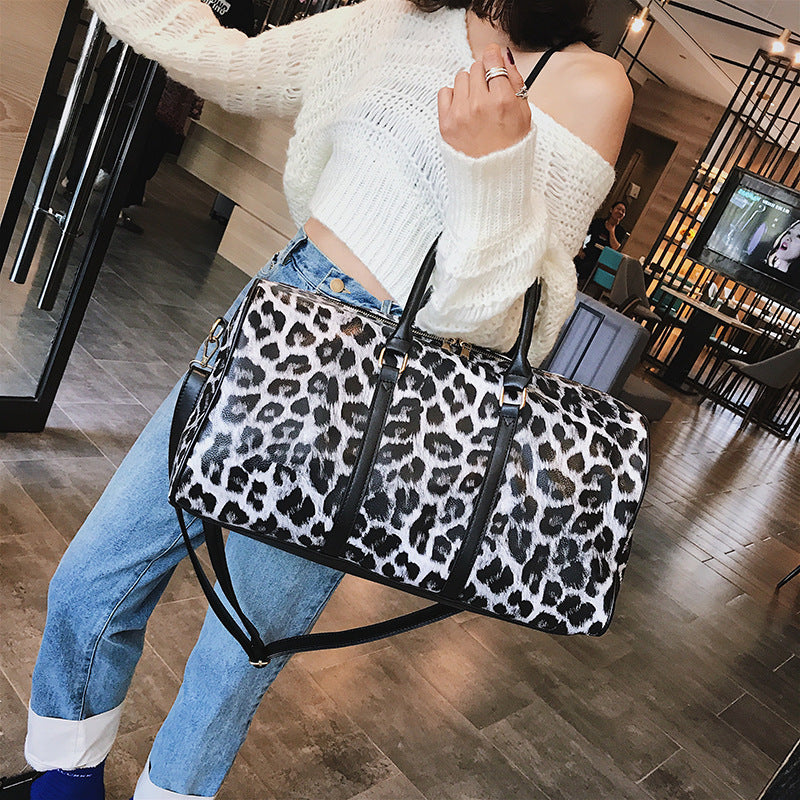 Vegan Leather Leopard Overnight Bag