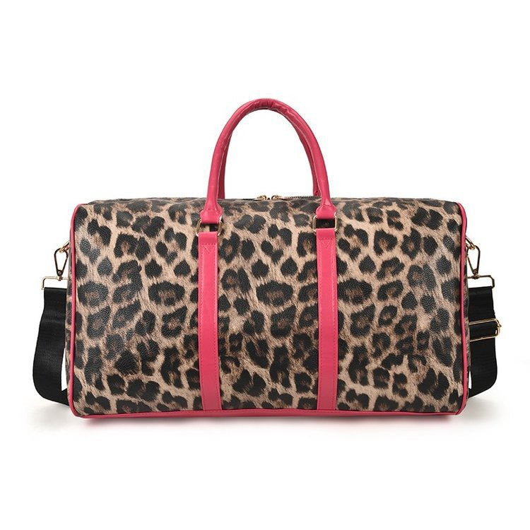 Vegan Leather Leopard Overnight Bag