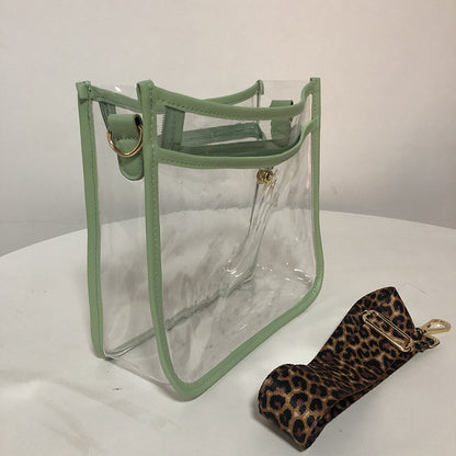 Transparent PVC Leopard Print Shoulder Strap Crossbody Bag