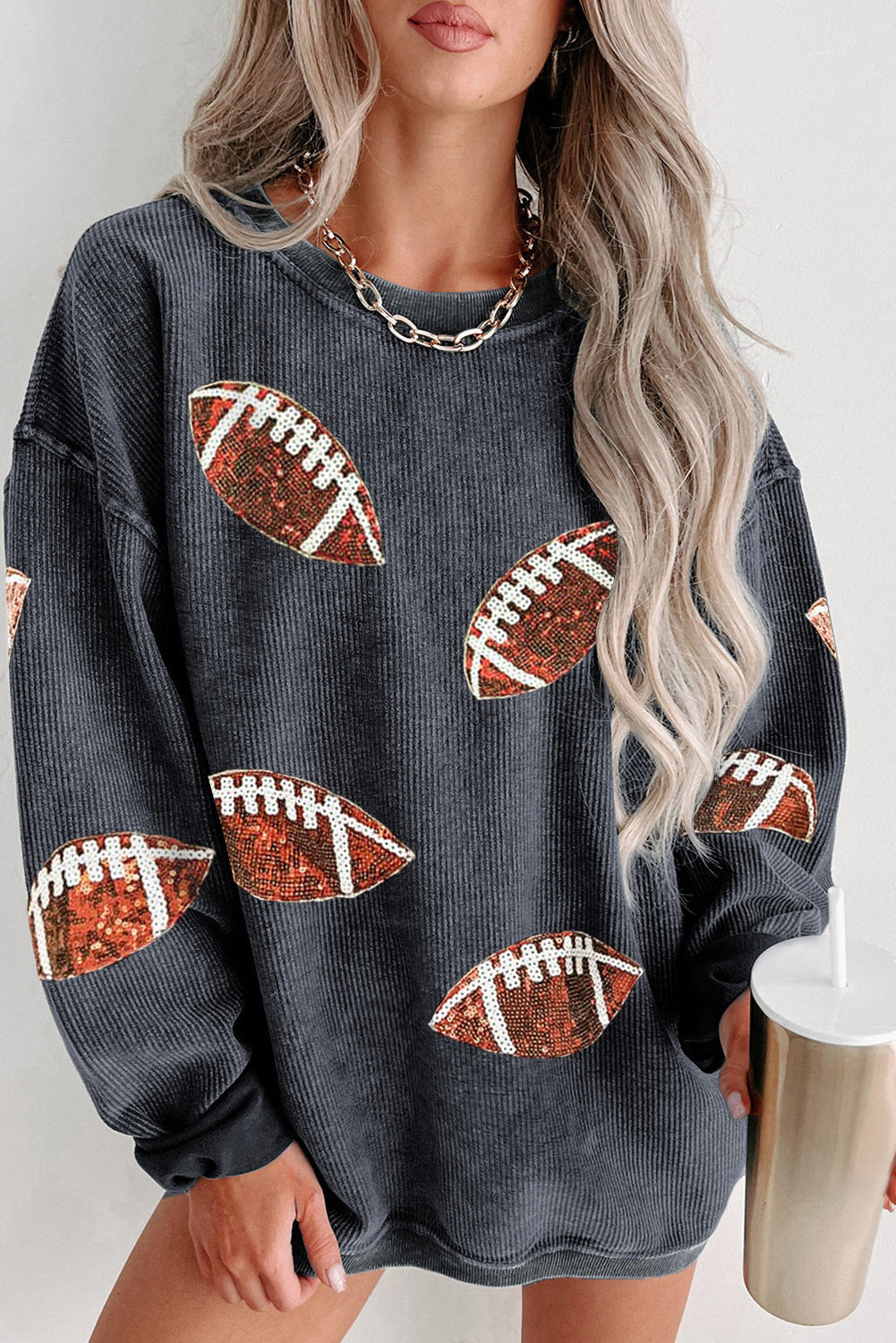 Rugby Graphic Corded Baggy Sweatshirt