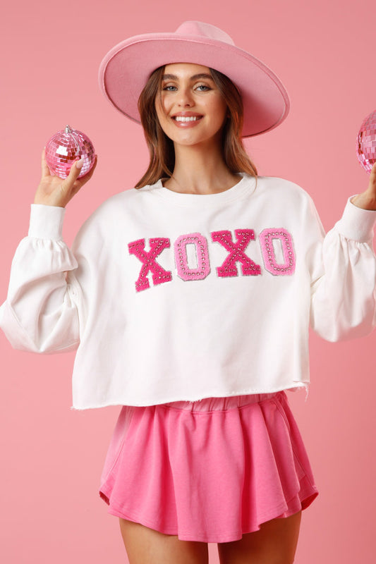 Xoxo Rhinestones Patch Sweatshirt