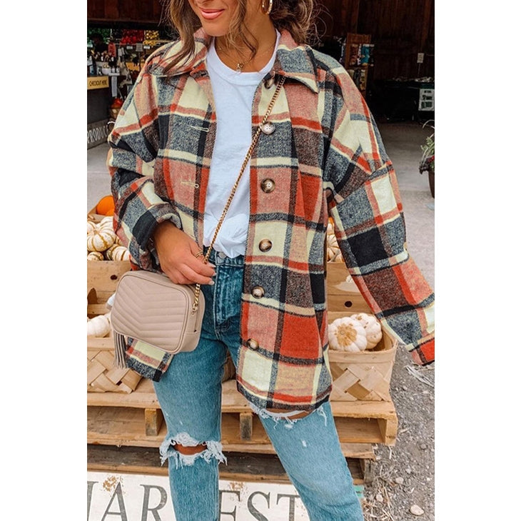 Large Plaid Shirt Jacket