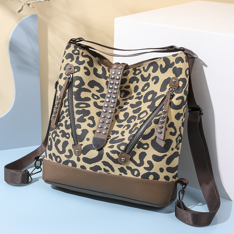 Leopard Print Backpack Crossbody Bags - KOC