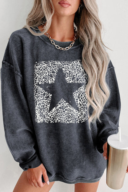 Print Corded Pullover Sweatshirt