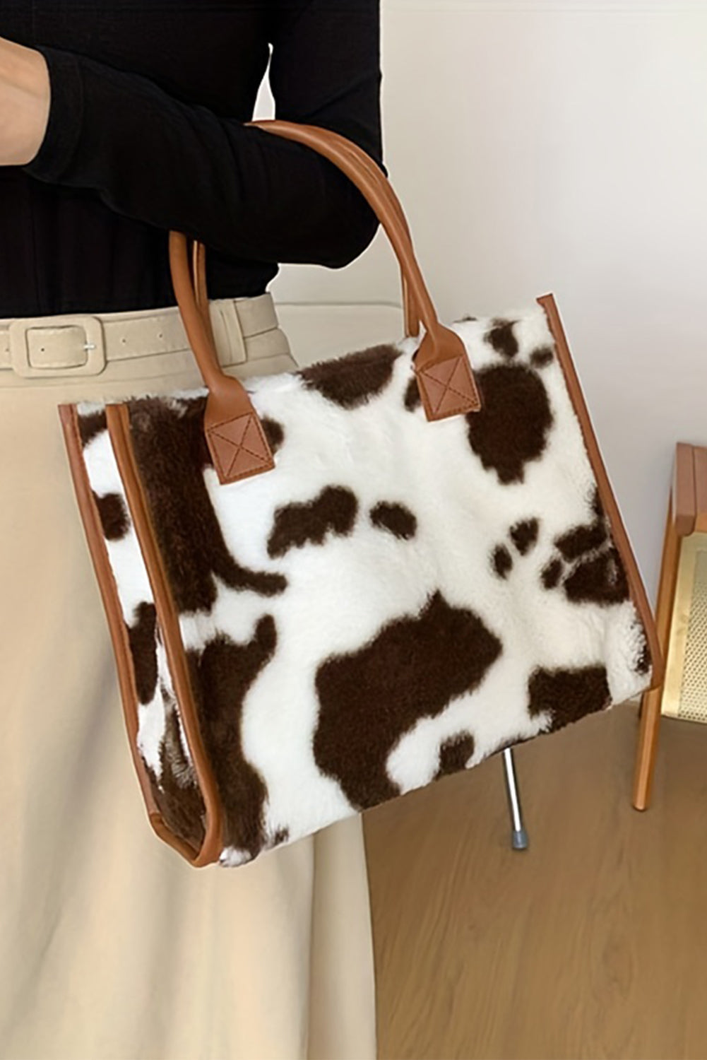 Leopard Plush Cow tote