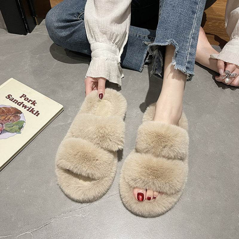 Fluffy Double Band Slippers