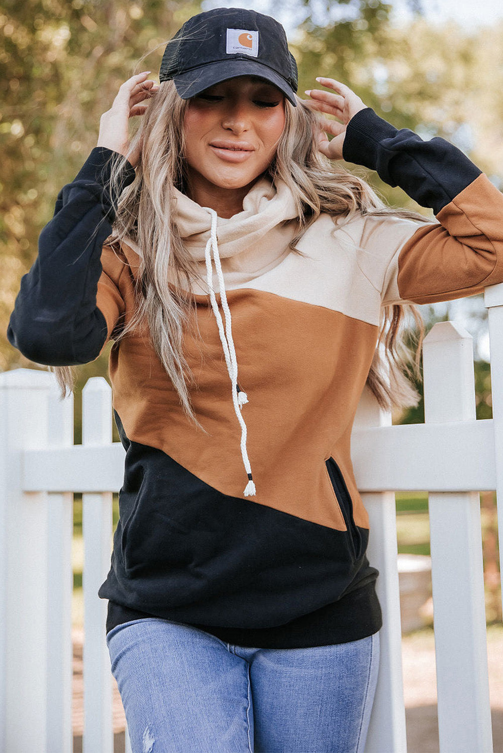 Colorblock Pocketed Hoodie