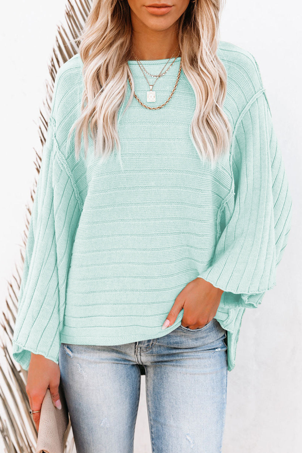 Ribbed Knit Dolman Sweater