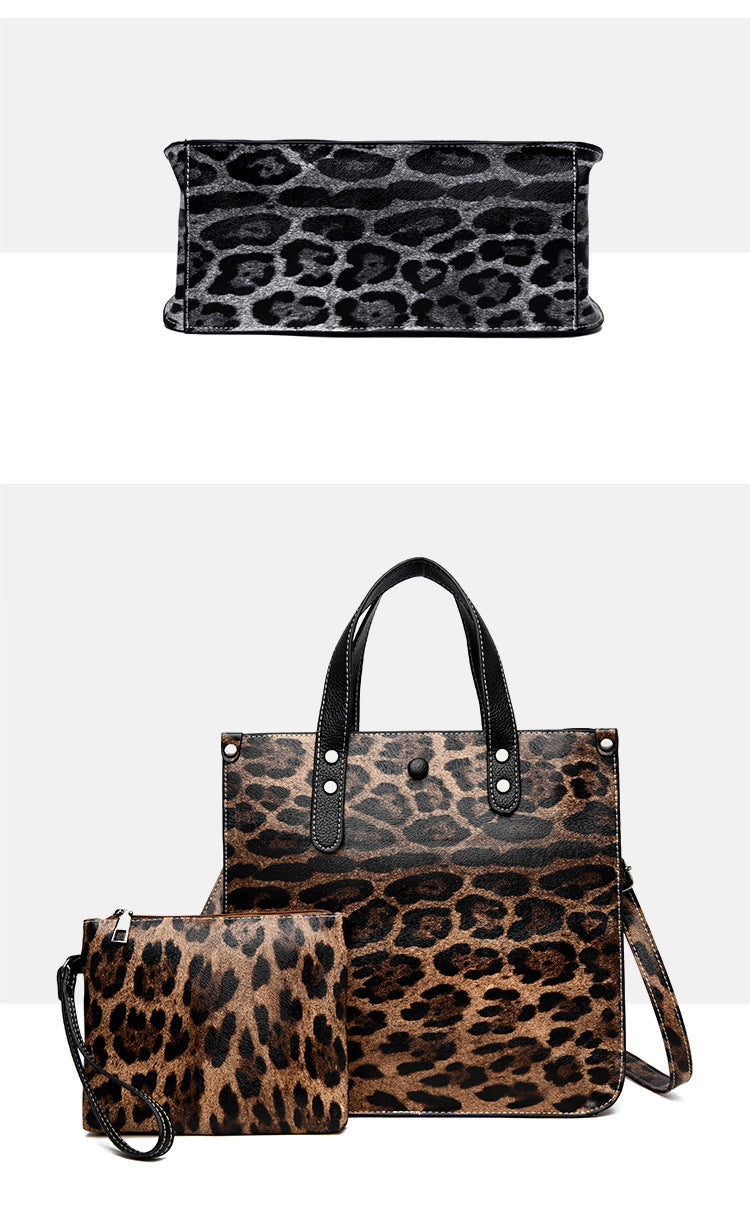 Ladies Leopard Print Two-Piece Bag