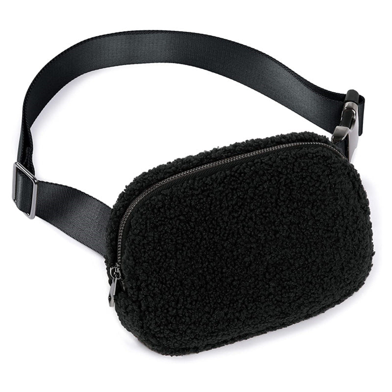 Unsex Fleece Chest Bag Fanny Bag with Adjustable Strap