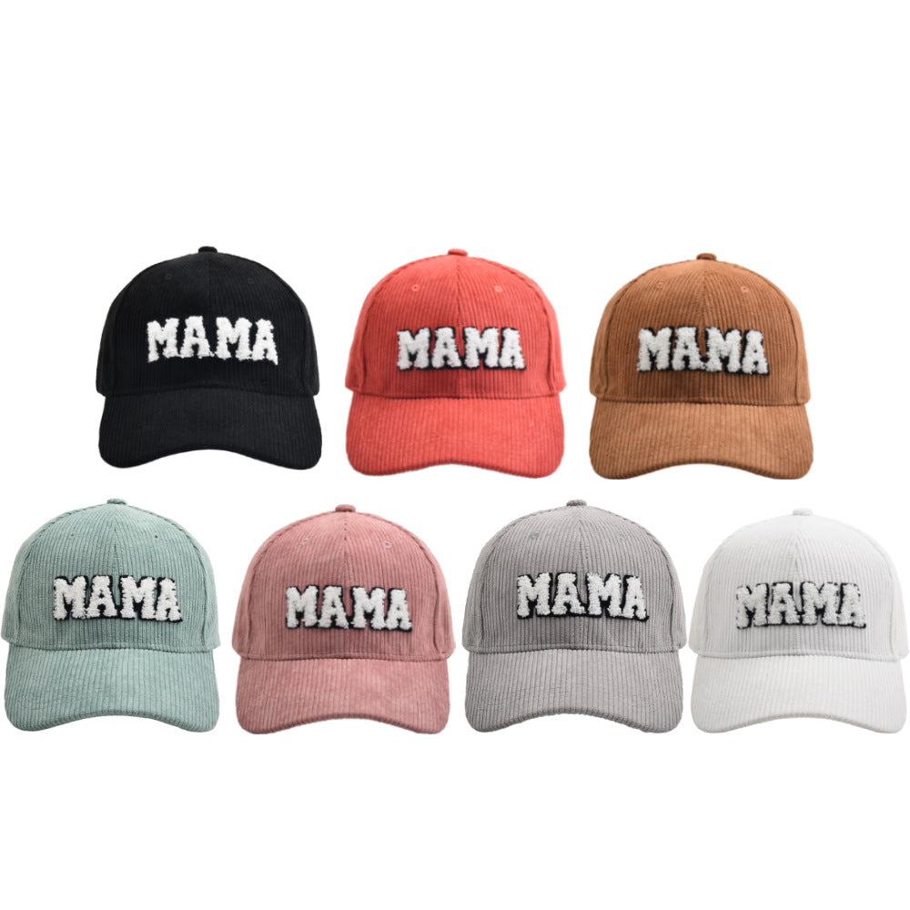 MAMA & MINI Embroidered Corduroy Baseball Cap