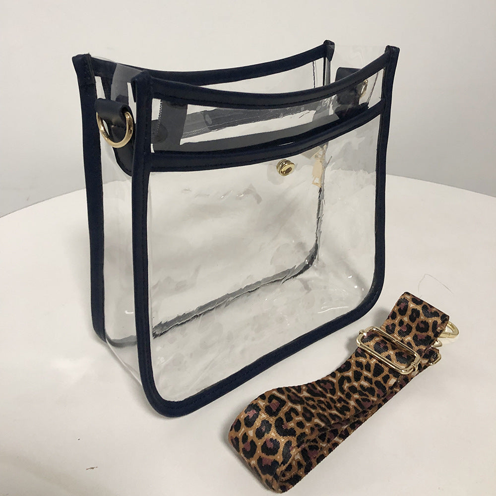 Transparent PVC Leopard Print Shoulder Strap Crossbody Bag