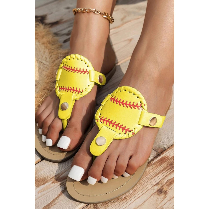 Women's Baseball Print Flip Flop Beach Slippers-Pre Order