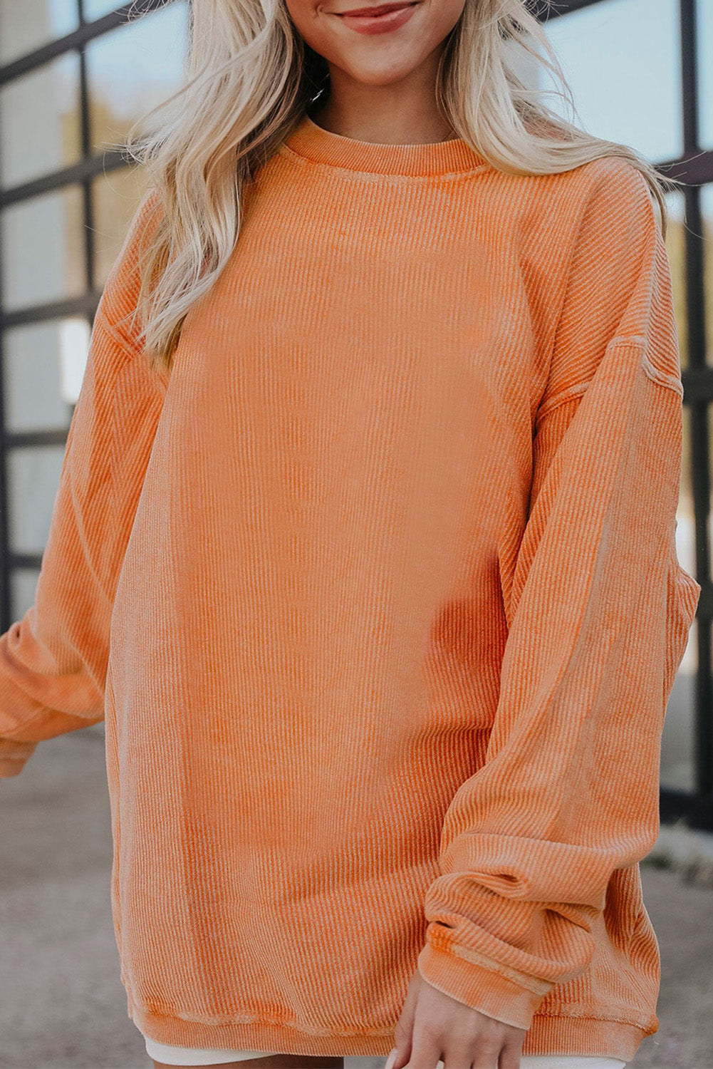 Ribbed Corded Oversized Sweatshirt