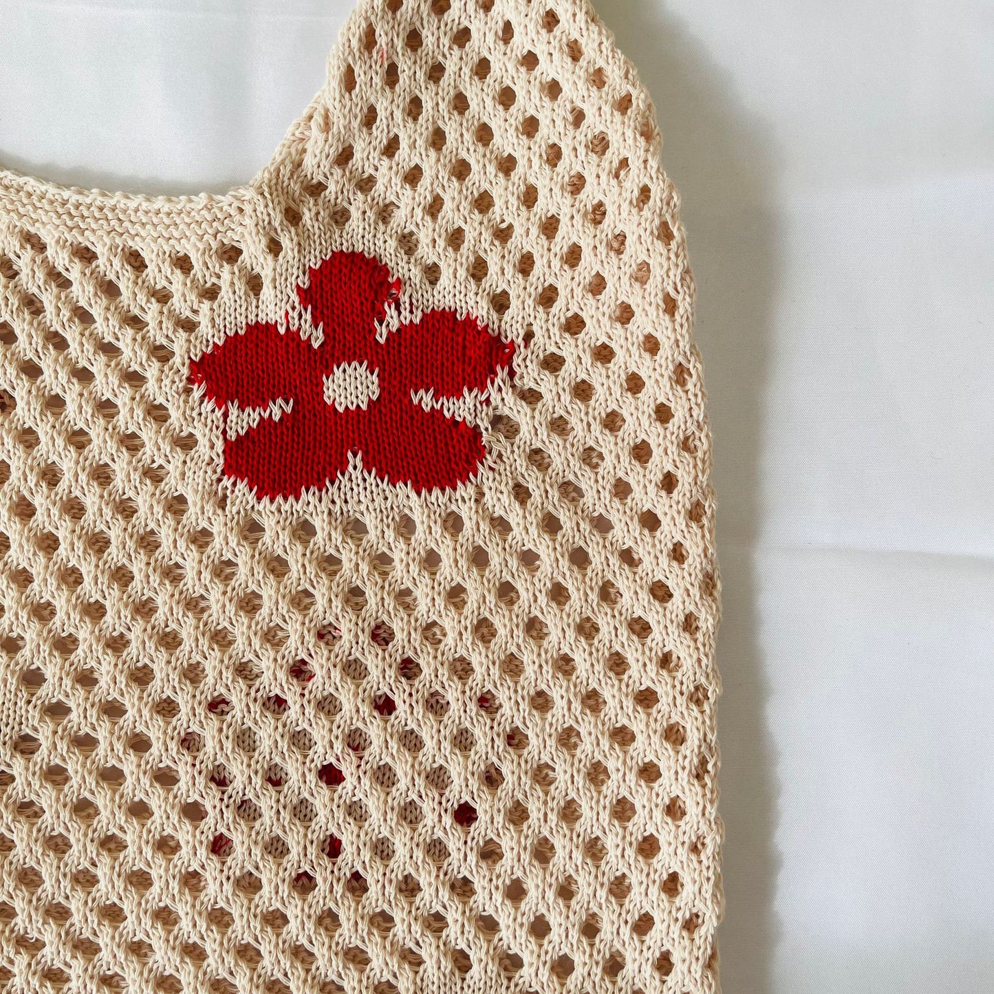 Floral Pattern Crochet Tote Bag