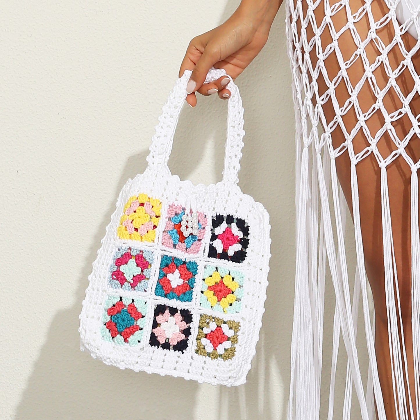 Boho Hand Crochet Tote Bag