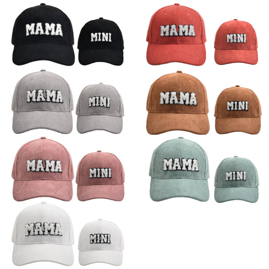 MAMA & MINI Embroidered Corduroy Baseball Cap