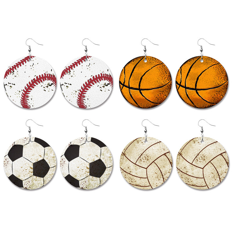 Baseball Volleyball Old Leather Earrings