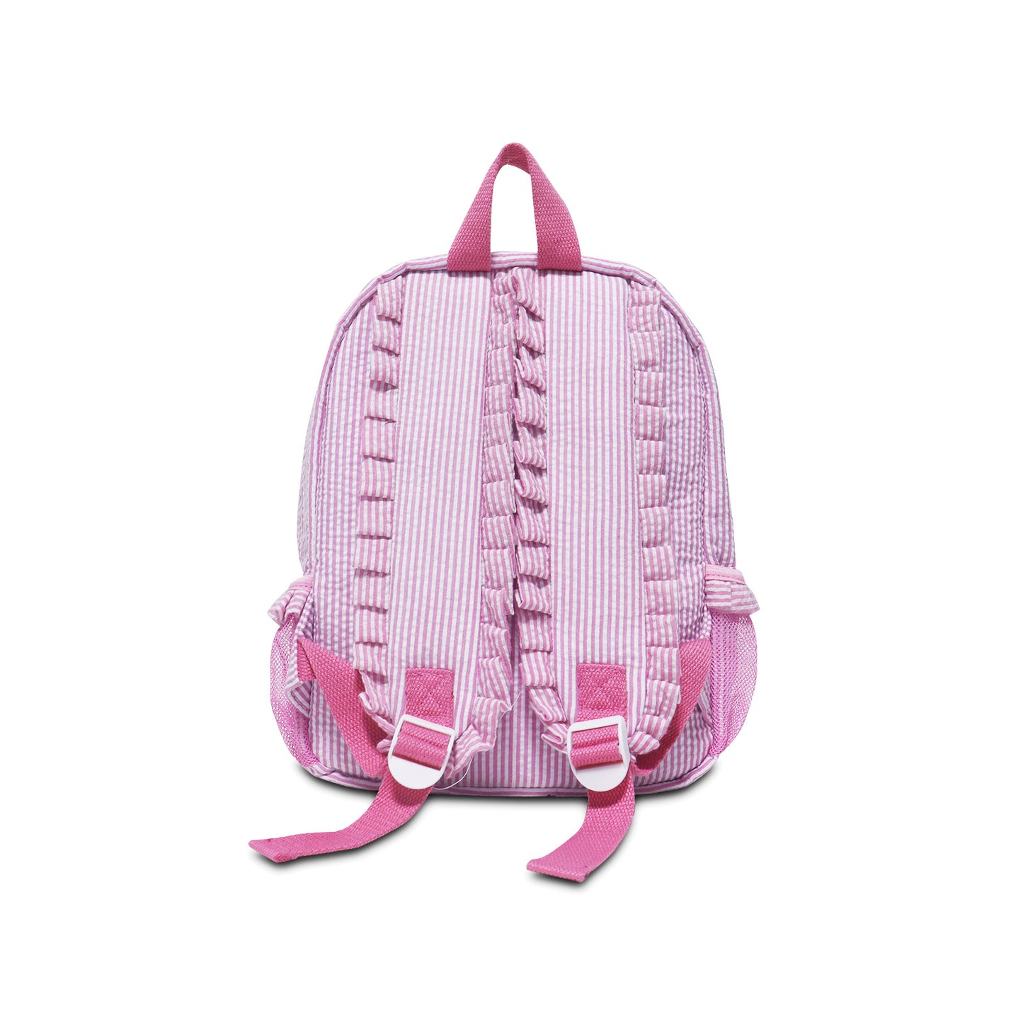 Children's seersucker backpacks and cosmetic bags