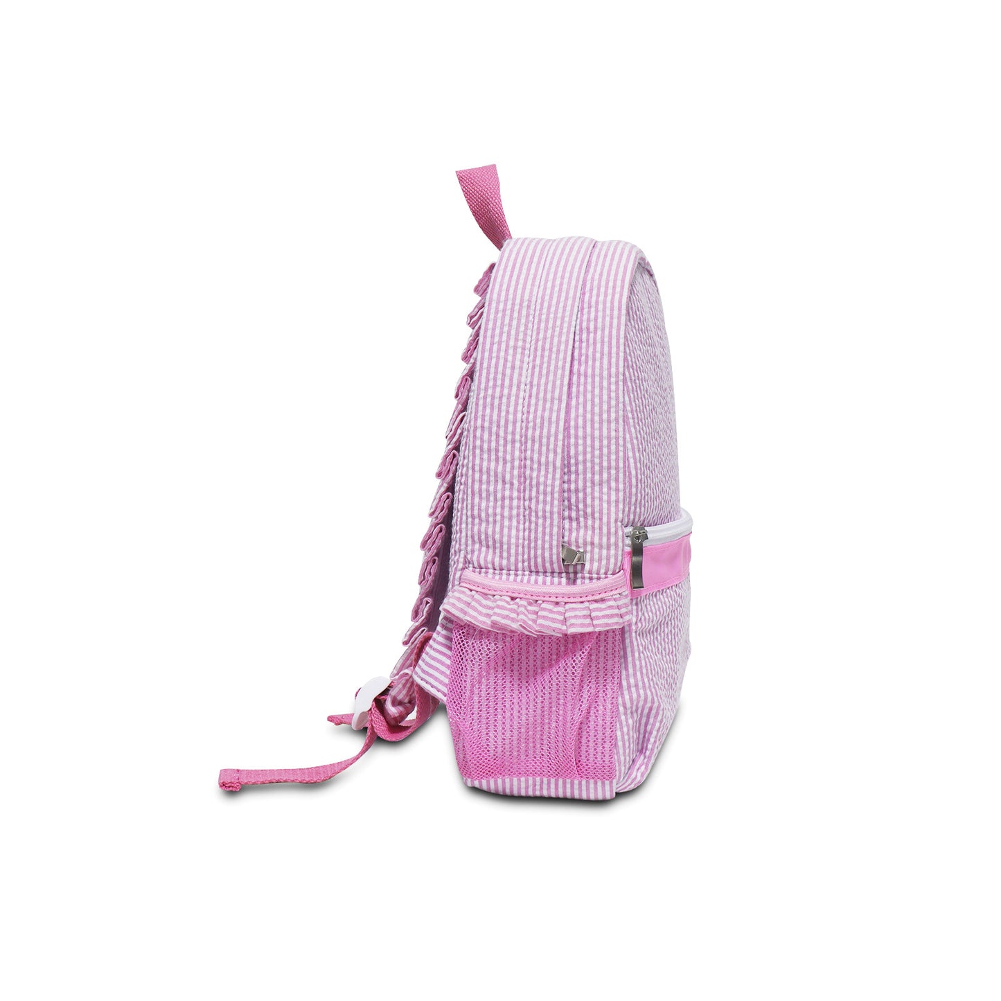 Children's seersucker backpacks and cosmetic bags